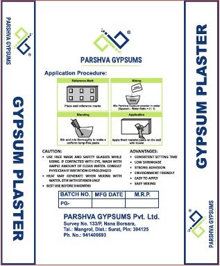 Parshva Gypsum Plaster application procedure packaging